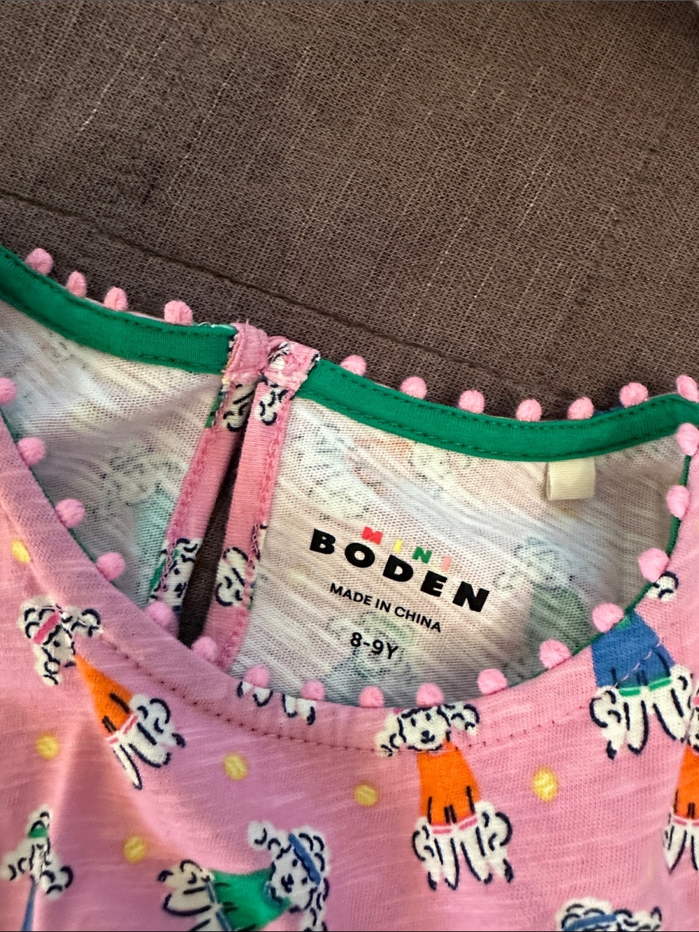 Pink Poodle Print Mini Boden Sleeveless Dress - Picture 5 of 7